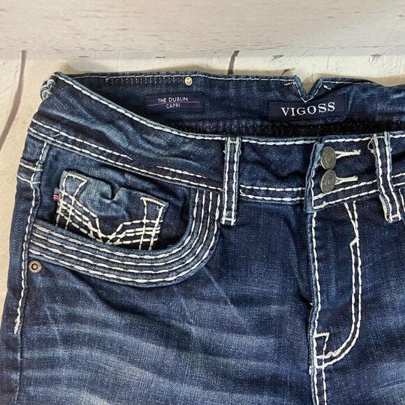 Vigoss Capri Jeans Women's Size 8 (30 x 25) The Dublin High Rise Dark Wash - Picture 8 of 13